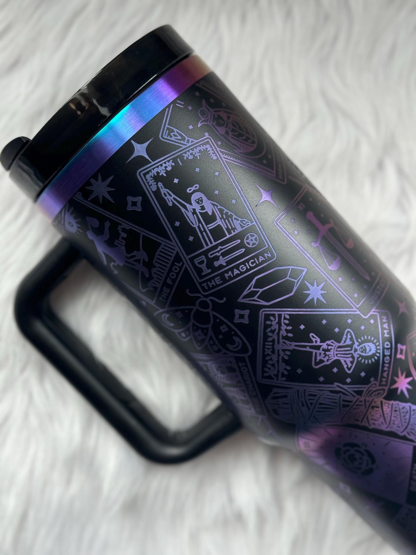 Tarot Cards 40 oz engraved tumbler~ Tarot Cards lover gift~ Insulated hot and cold 40 oz Tumbler ~Custom Engraved Tumbler~