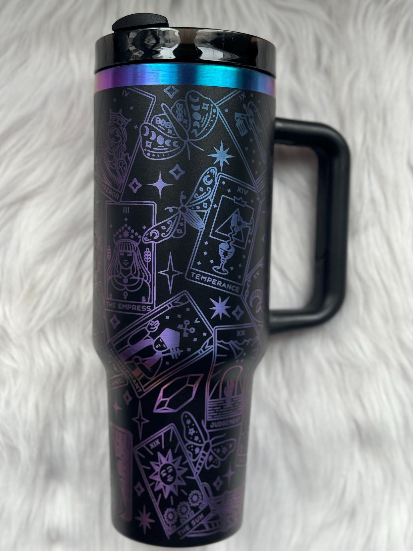 Tarot Cards 40 oz engraved tumbler~ Tarot Cards lover gift~ Insulated hot and cold 40 oz Tumbler ~Custom Engraved Tumbler~