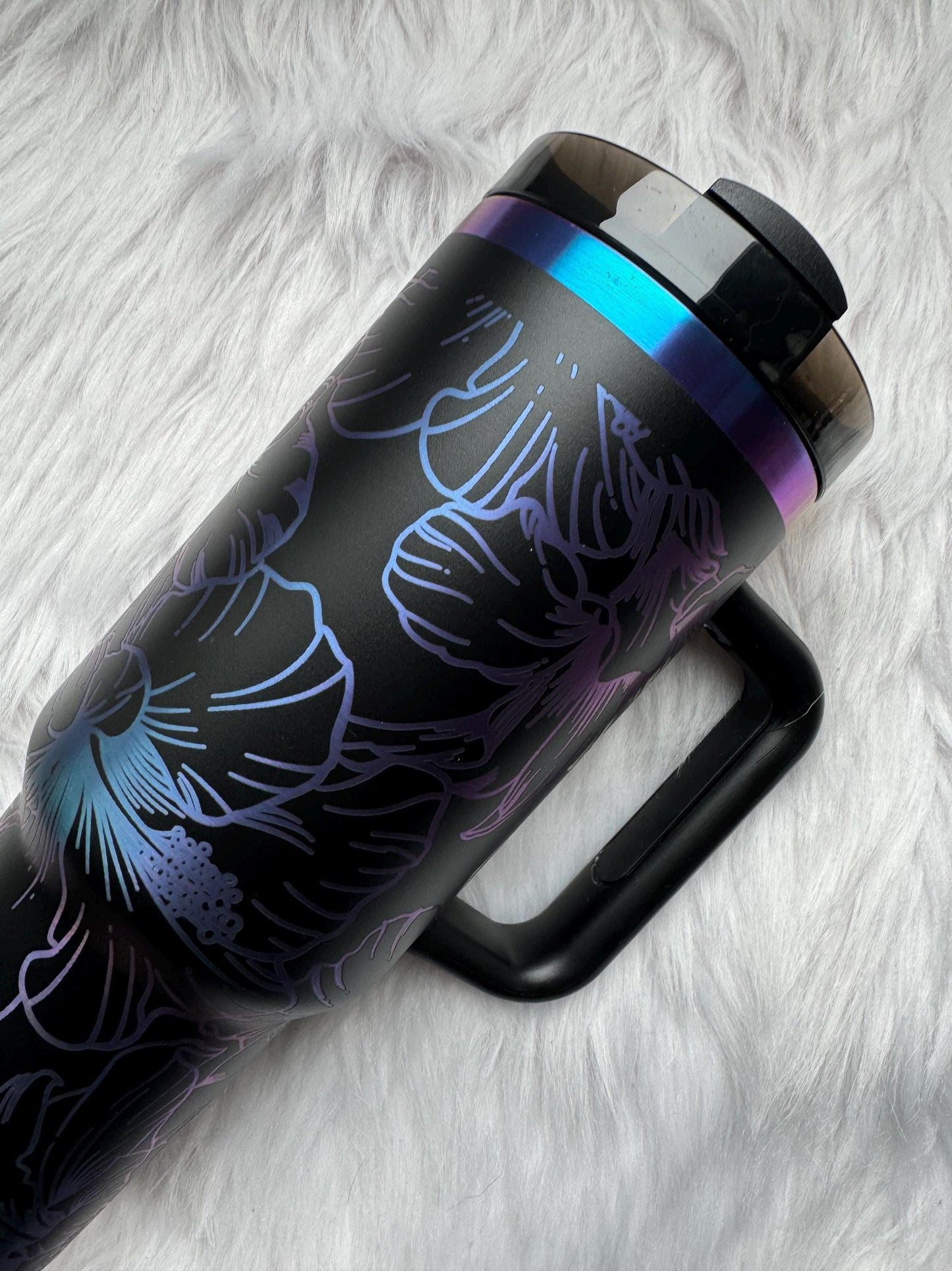 Hibiscus Flower engraved tumbler~ Hibiscus lover gift~ Insulated hot and cold 40 oz Tumbler ~Custom Engraved Tumbler~