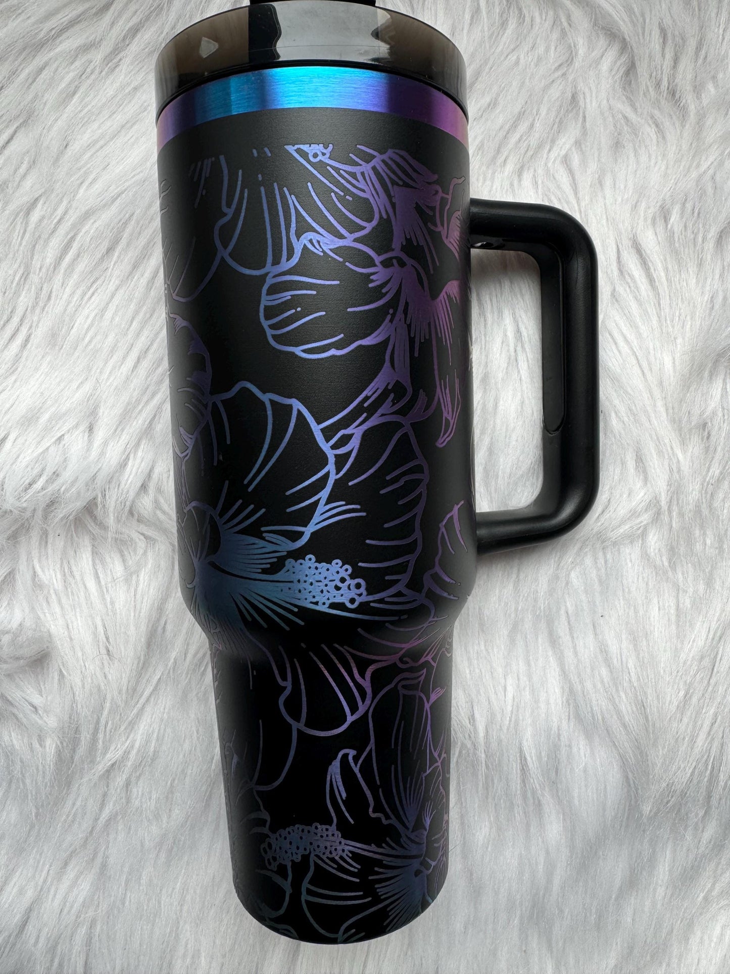 Hibiscus Flower engraved tumbler~ Hibiscus lover gift~ Insulated hot and cold 40 oz Tumbler ~Custom Engraved Tumbler~