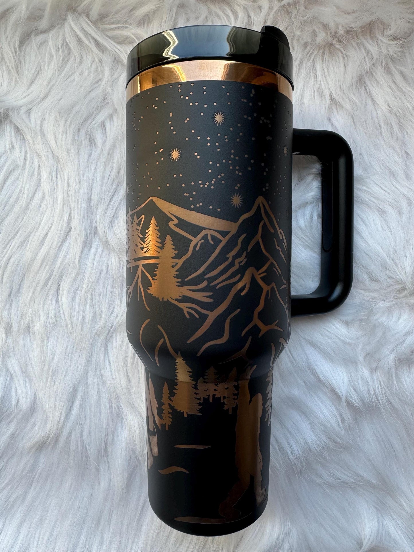Bigfoot  40 oz engraved tumbler~ Bigfoot lover gift~ Insulated hot and cold 40 oz Tumbler ~Custom Engraved Tumbler~Cat mom gift~Black Chroma