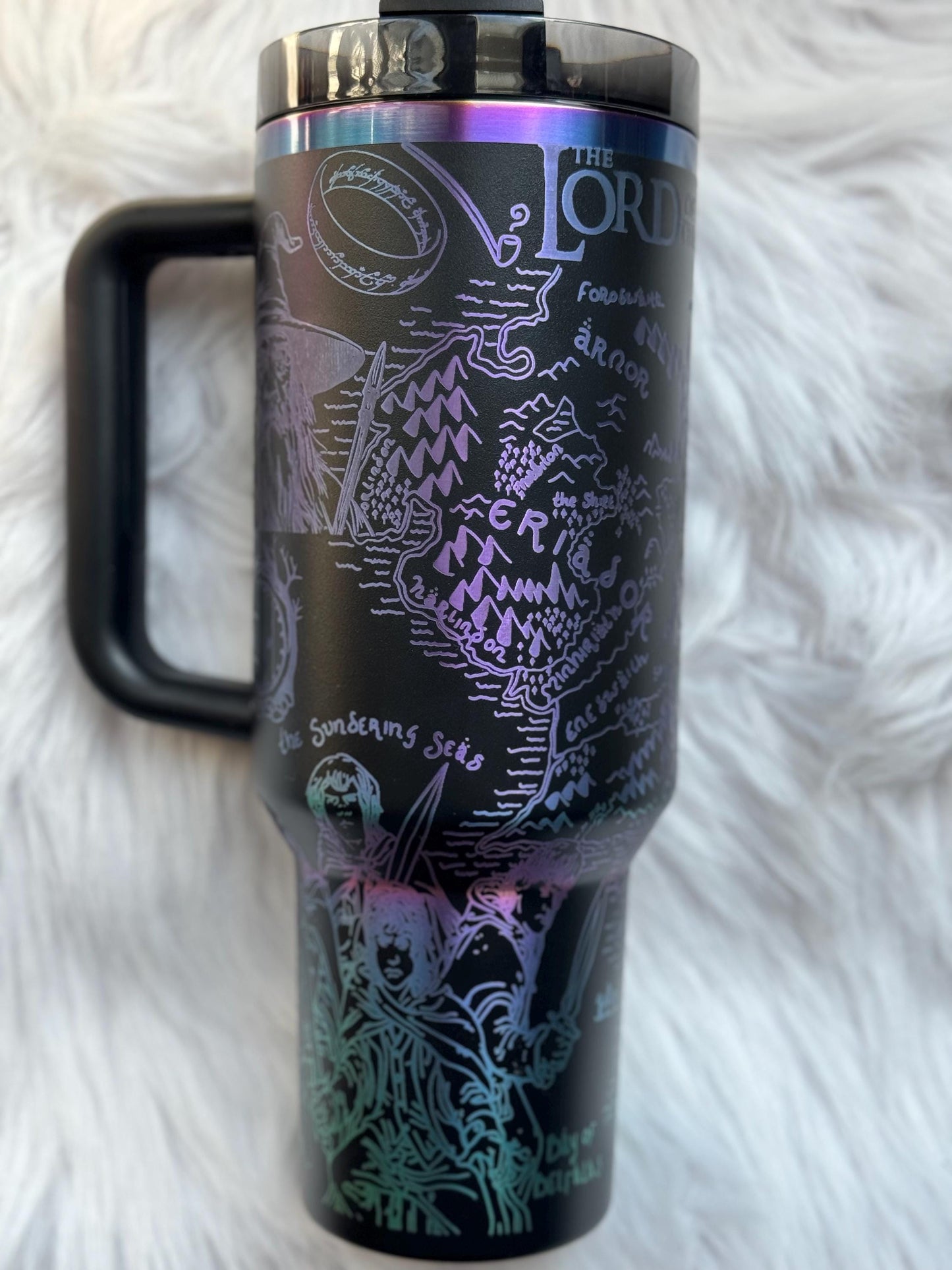 LOTR 40 oz engraved tumbler~ LOTR gift~Insulated hot and cold 40 oz Tumbler ~Custom Engraved Tumbler~Black Chroma