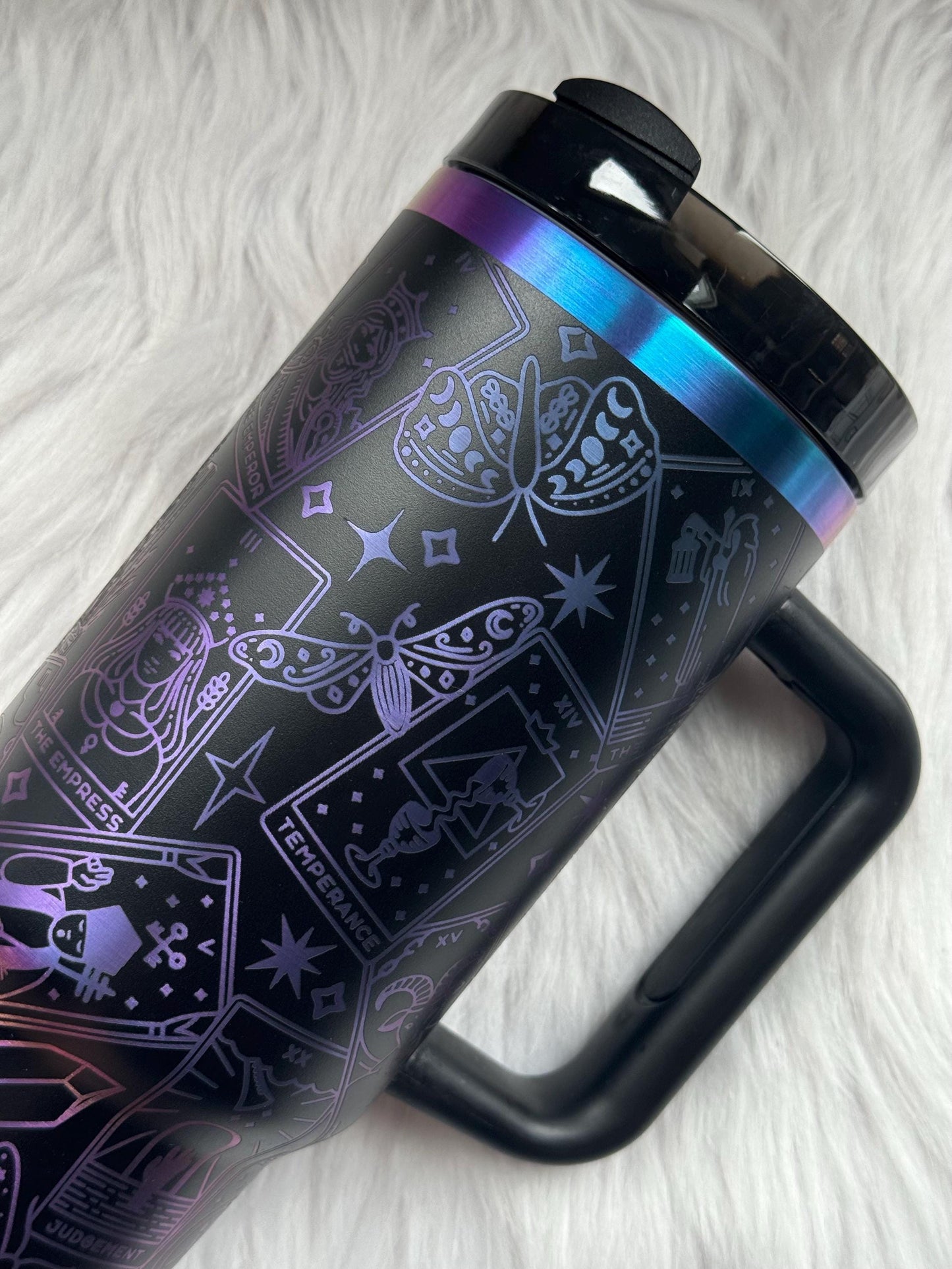 Tarot Cards 40 oz engraved tumbler~ Tarot Cards lover gift~ Insulated hot and cold 40 oz Tumbler ~Custom Engraved Tumbler~