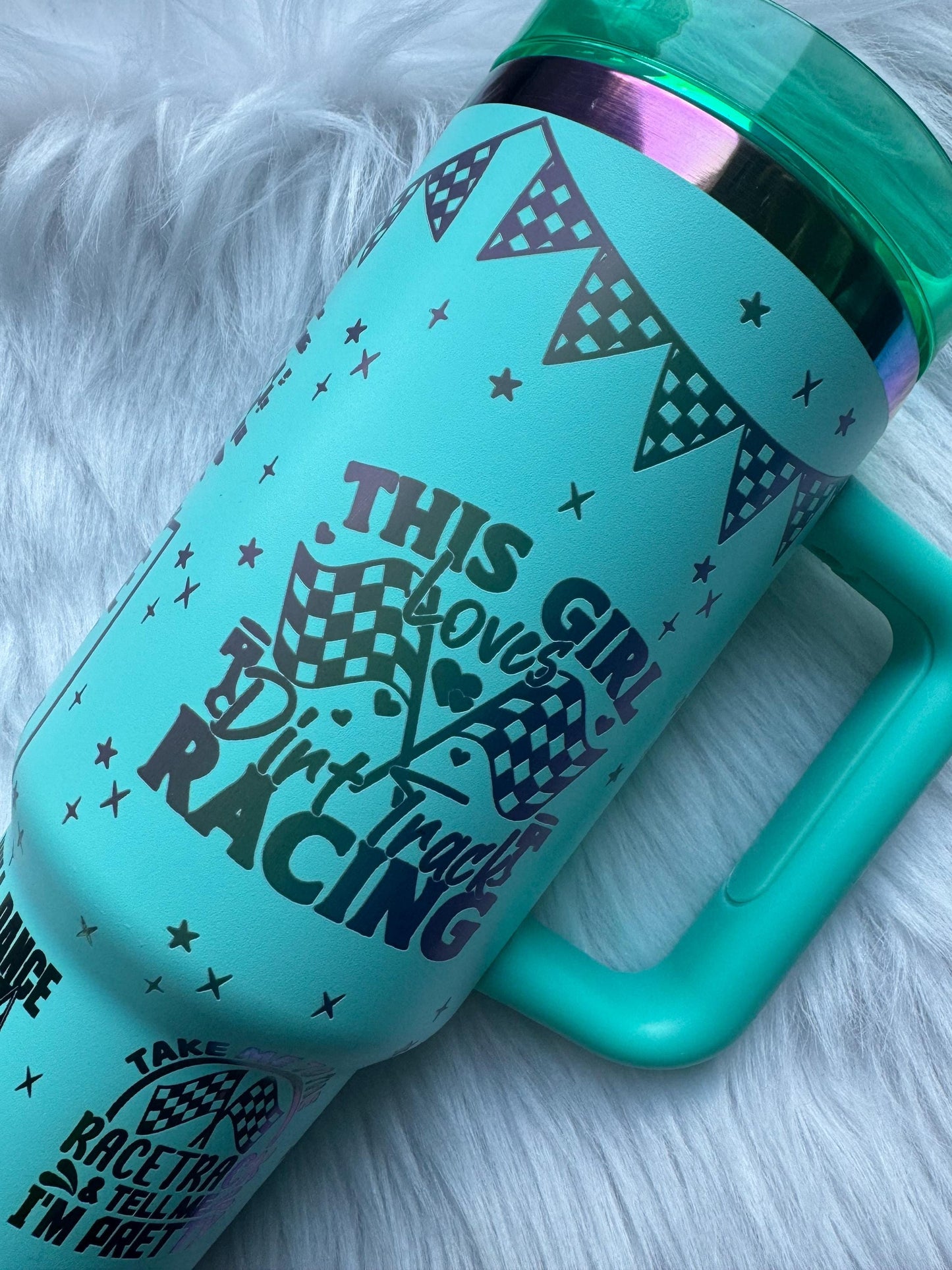 Dirt Track Race Chick  40 oz engraved tumbler~ Dirt Track Race Chick lover design Tumbler~Chroma Tumbler~ Race car lover gift