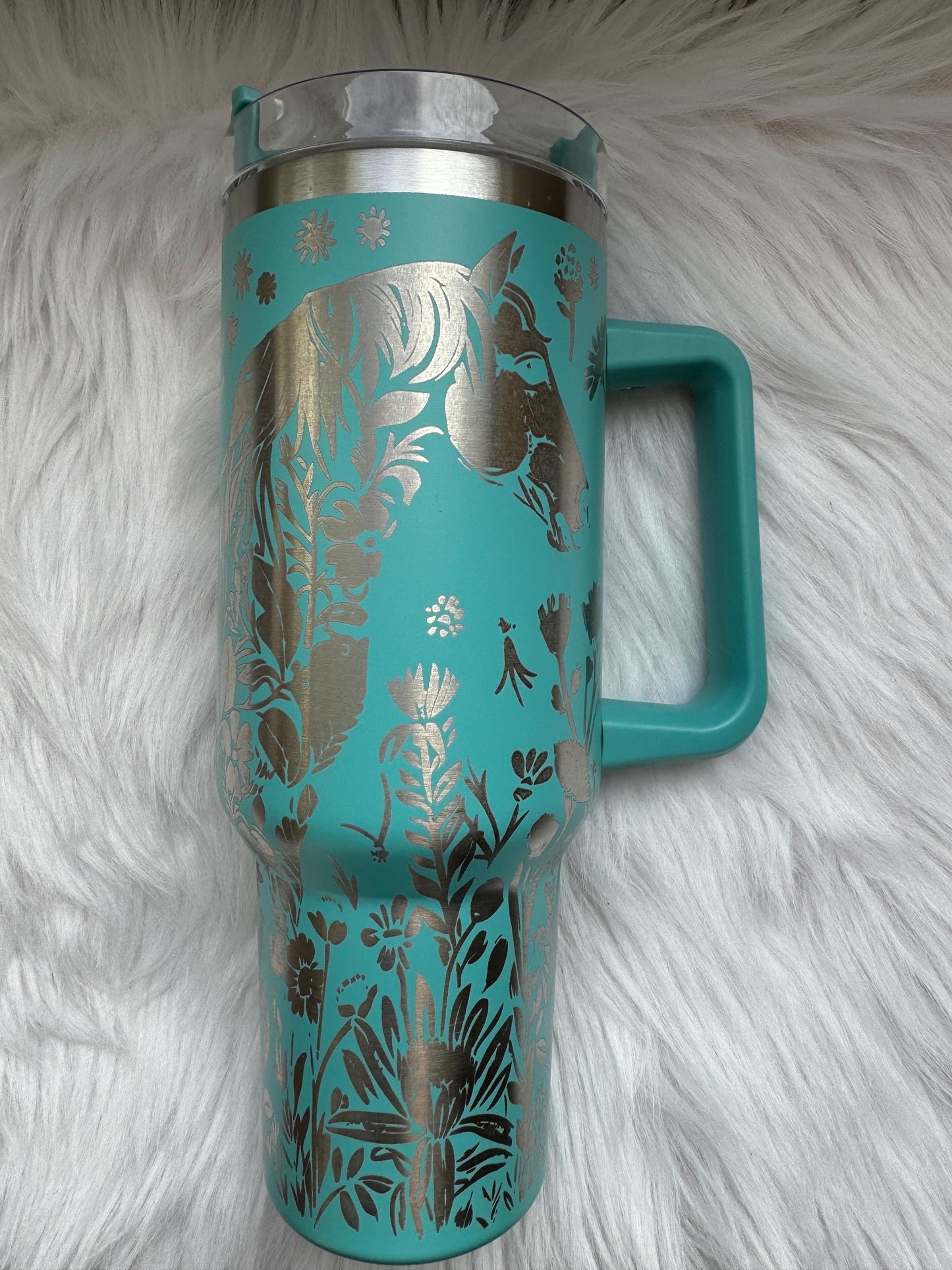 Horse 40 oz engraved tumbler~  Insulated hot and cold 40 oz Tumbler ~Custom Engraved Tumbler~Black Chroma~ Horse lover gift