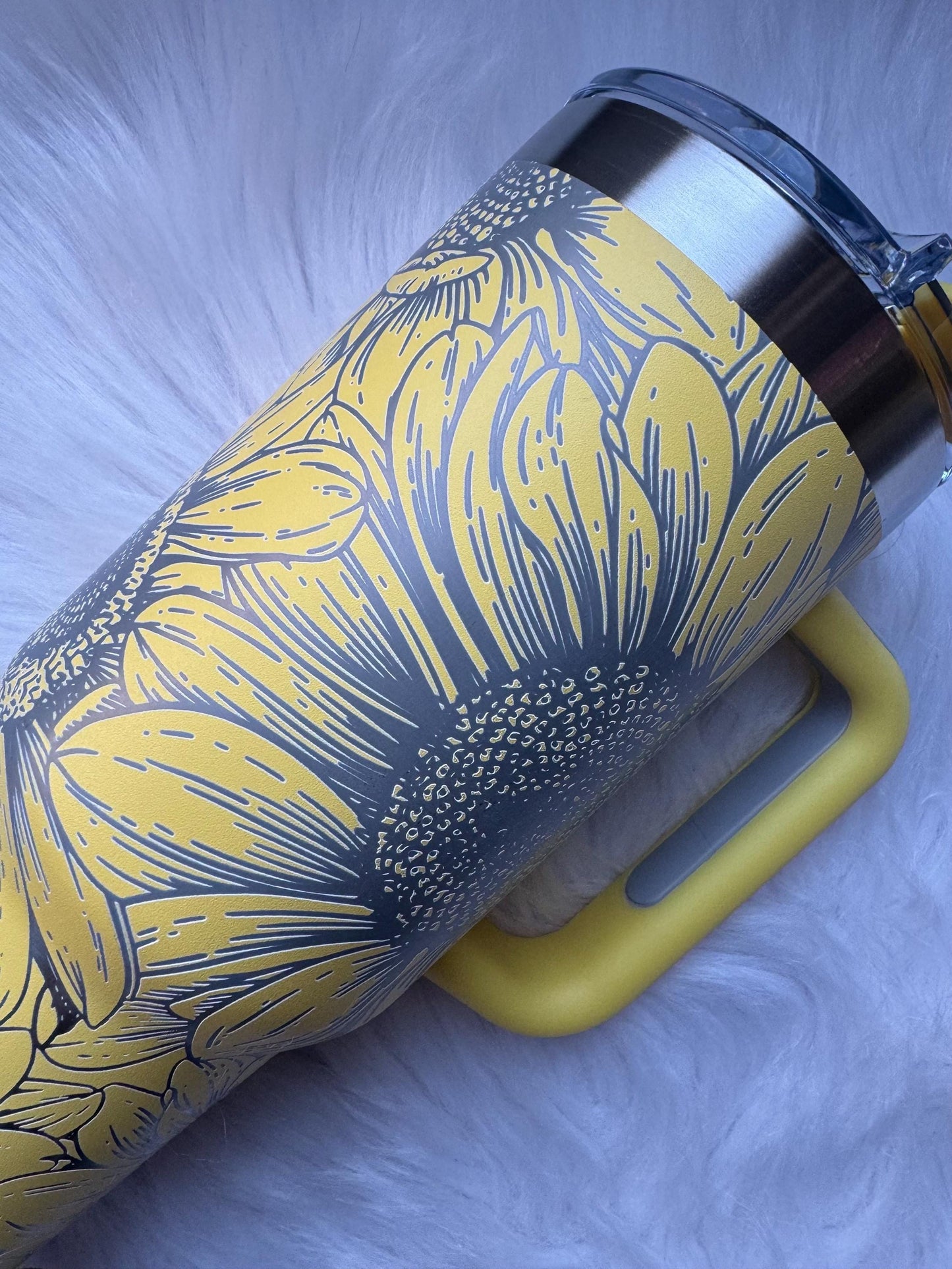 Sunflower oz engraved tumbler~  Sunflower  gift~ Insulated hot and cold 40 oz Tumbler ~Custom Engraved Tumbler~Black Chroma
