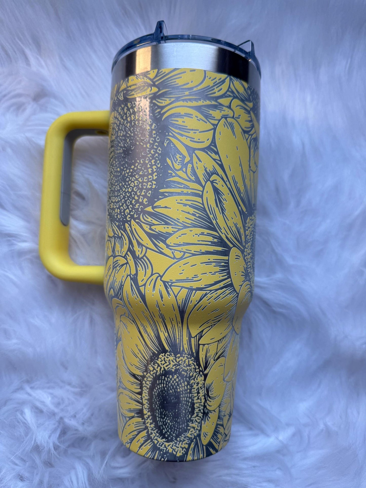 Sunflower oz engraved tumbler~  Sunflower  gift~ Insulated hot and cold 40 oz Tumbler ~Custom Engraved Tumbler~Black Chroma