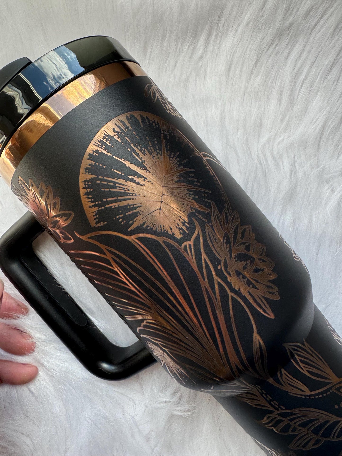 Koi Fish oz engraved tumbler~ Koi Fish lover gift~ Insulated hot and cold 40 oz Tumbler ~Custom Engraved Tumbler~Koi Fish gift~Black Chroma