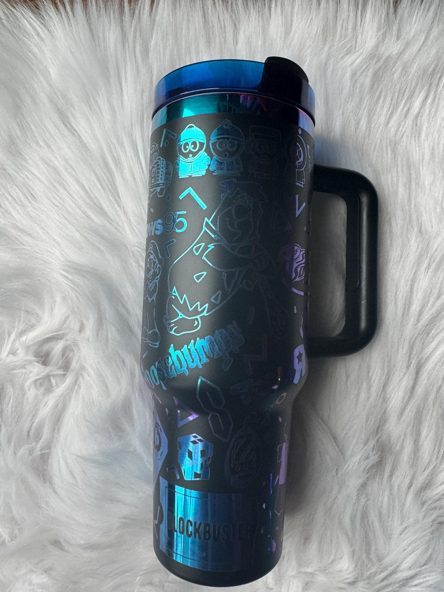 I love the 90s oz engraved tumbler~ 90s lover gift~ Insulated hot and cold 40 oz Tumbler ~Custom Engraved Tumbler~ Black Chroma