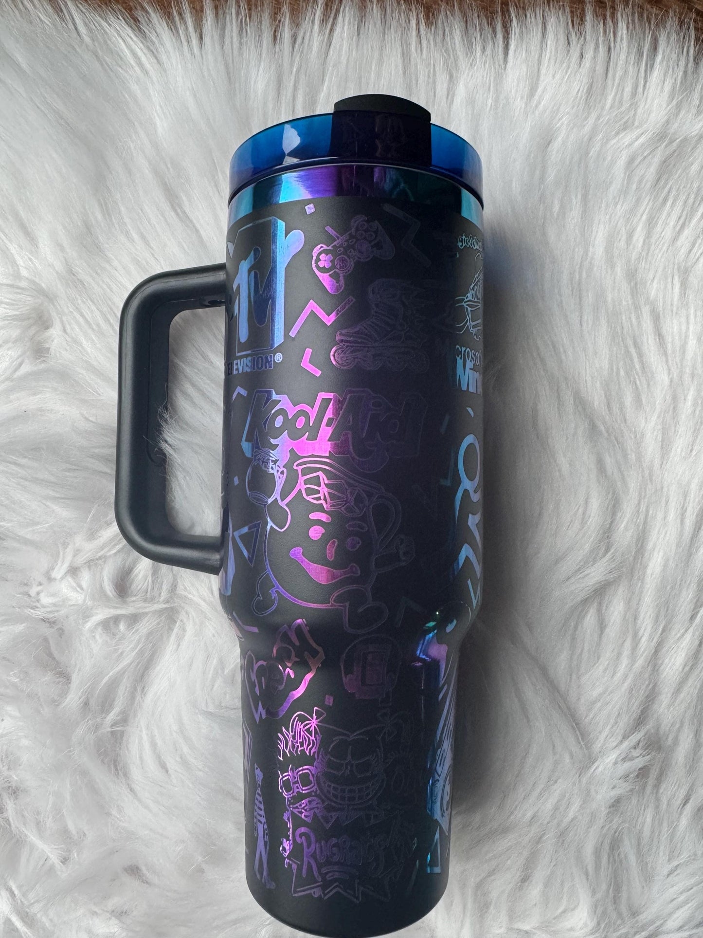 I love the 90s oz engraved tumbler~ 90s lover gift~ Insulated hot and cold 40 oz Tumbler ~Custom Engraved Tumbler~ Black Chroma
