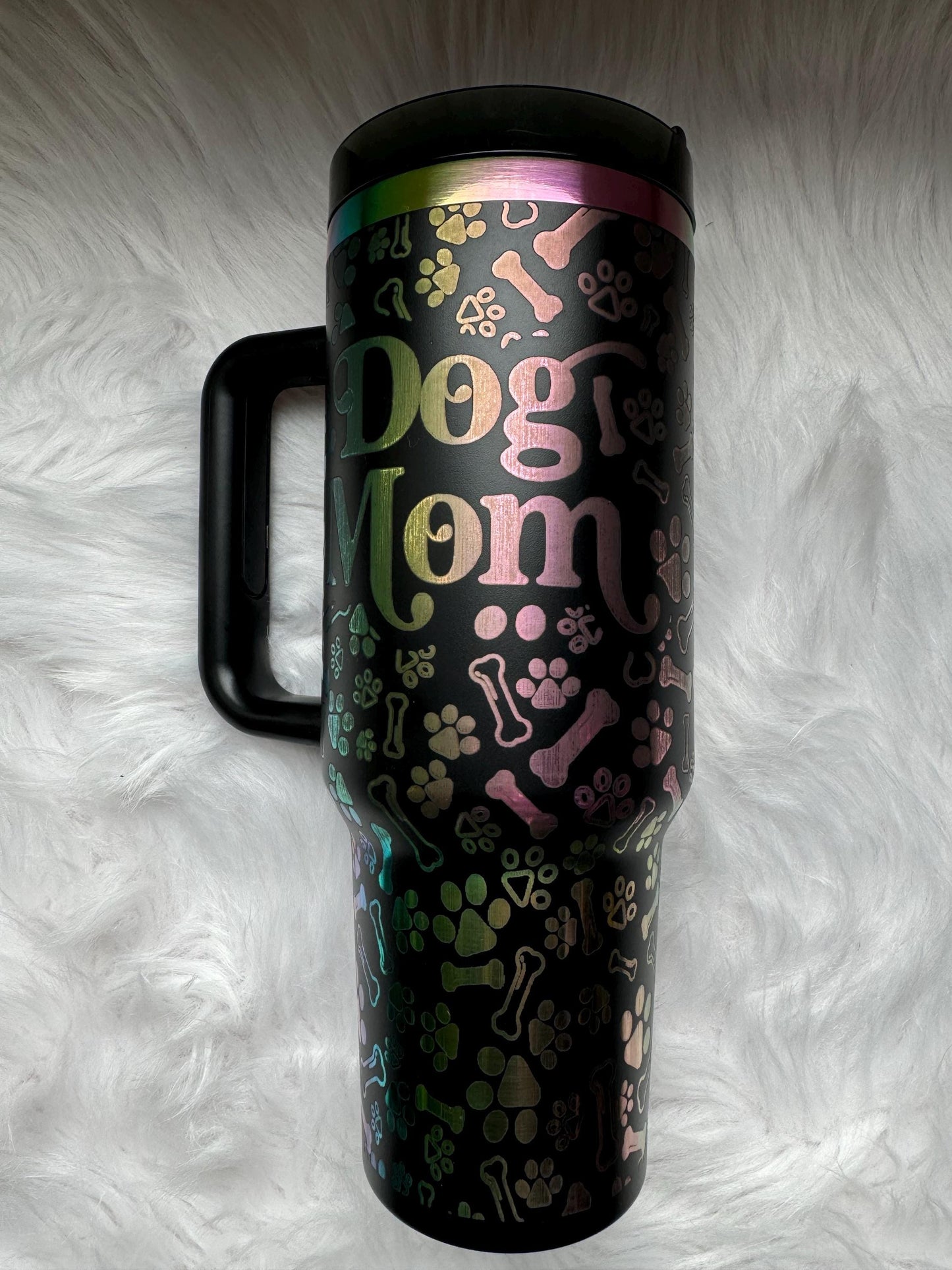 Dog Mom engraved tumbler~ Dog Mom gift~ Insulated hot and cold 40 oz Tumbler ~Custom Engraved Tumbler~