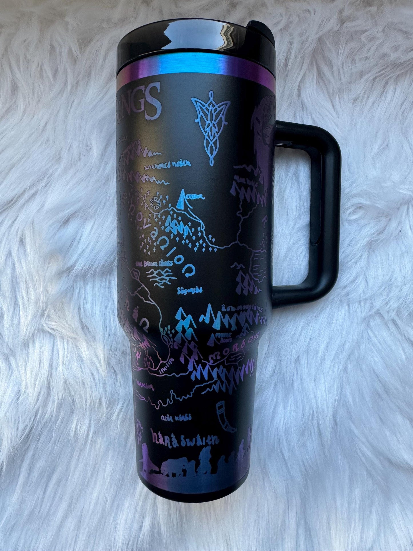 Lord of The Rings 40 oz engraved tumbler~ Lord of the Rings gift~Insulated  hot and cold 40 oz Tumbler ~Custom Engraved Tumbler~Black Chroma