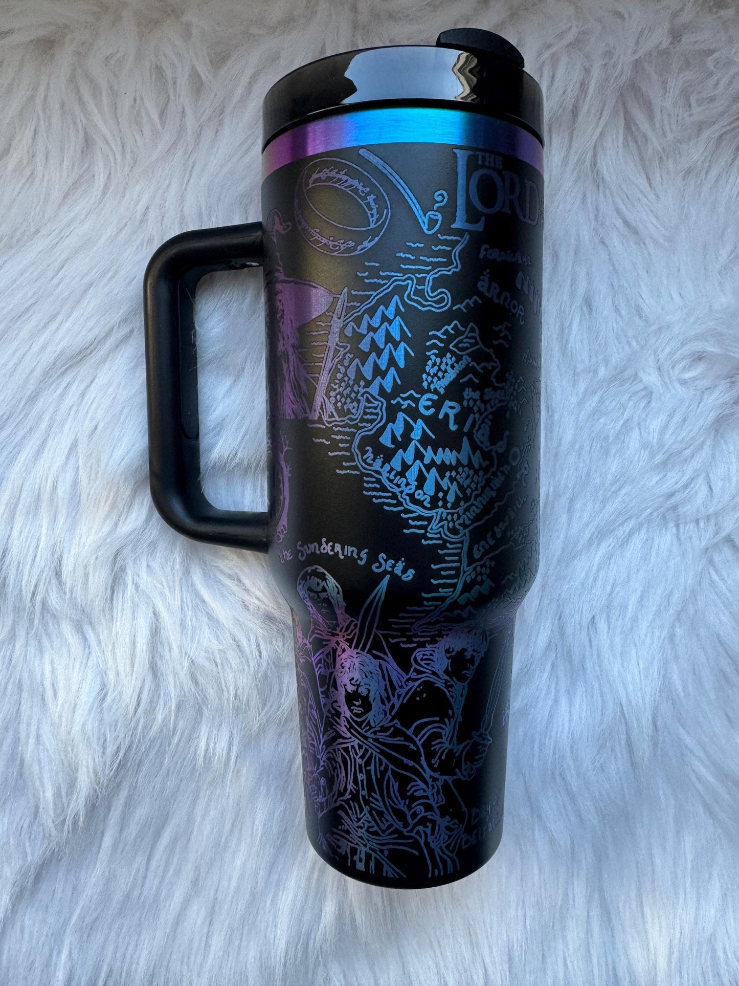 Lord of The Rings 40 oz engraved tumbler~ Lord of the Rings gift~Insulated  hot and cold 40 oz Tumbler ~Custom Engraved Tumbler~Black Chroma