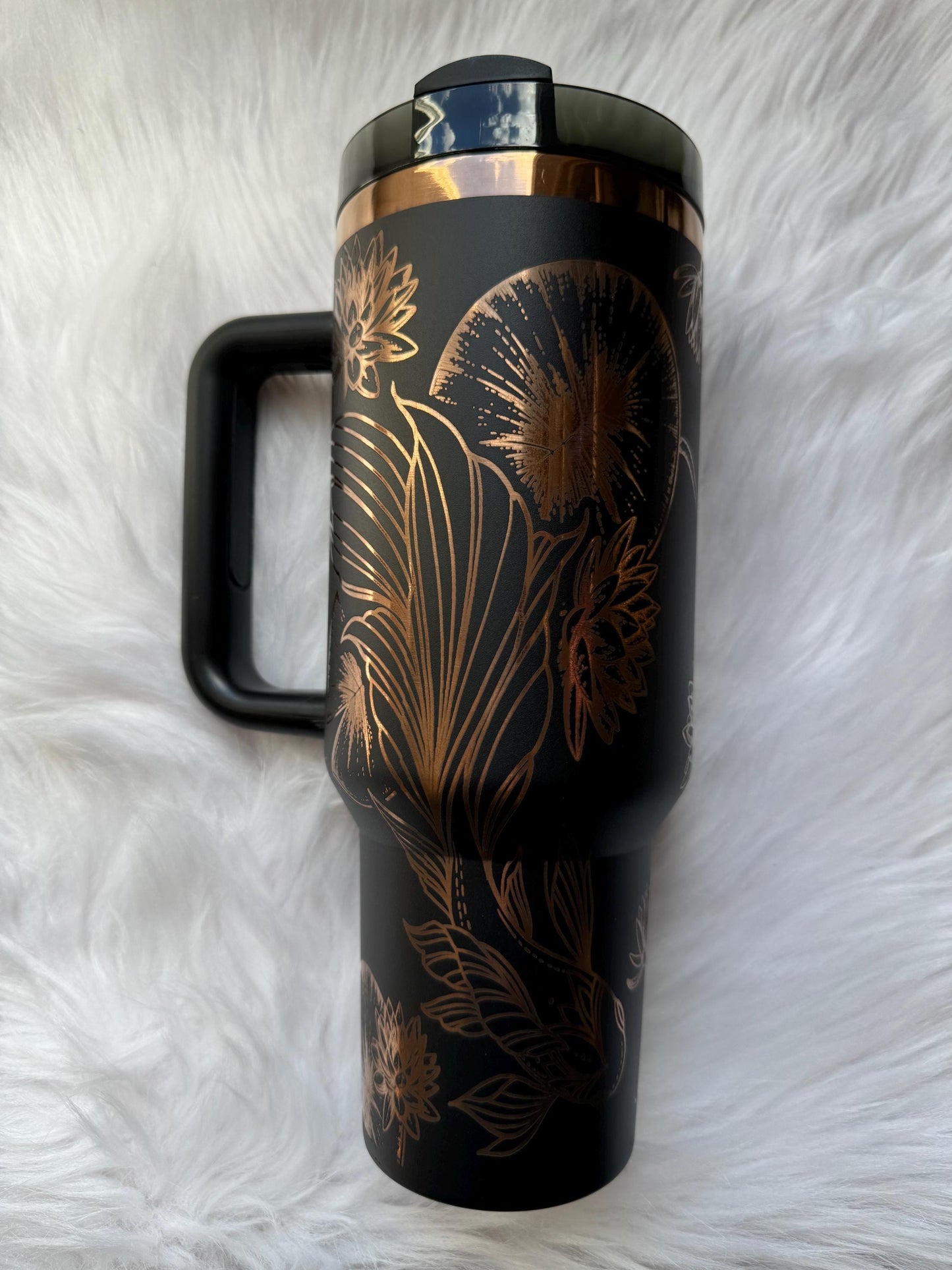 Koi Fish oz engraved tumbler~ Koi Fish lover gift~ Insulated hot and cold 40 oz Tumbler ~Custom Engraved Tumbler~Koi Fish gift~Black Chroma