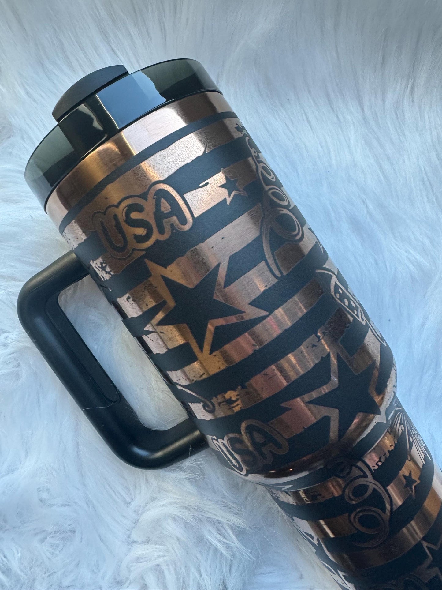 USA oz engraved tumbler~ USA lover gift~ Insulated hot and cold 40 oz Tumbler ~Custom Engraved Tumbler~Fireworks Tumbler~ Fourth of July