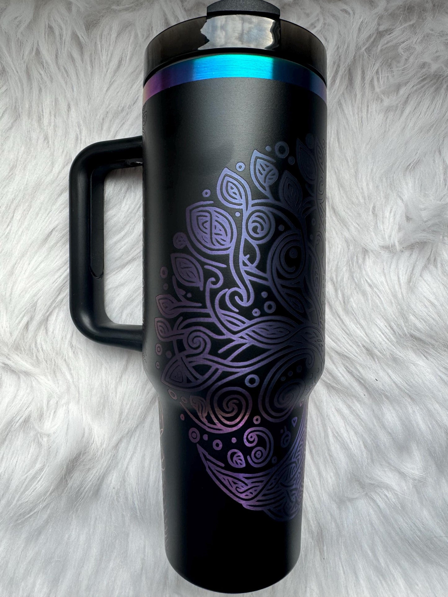 Tree of Life 40 oz engraved tumbler~ Tree of Life  gift~Insulated  hot and cold 40 oz Tumbler ~Custom Engraved Tumbler~Black Chroma