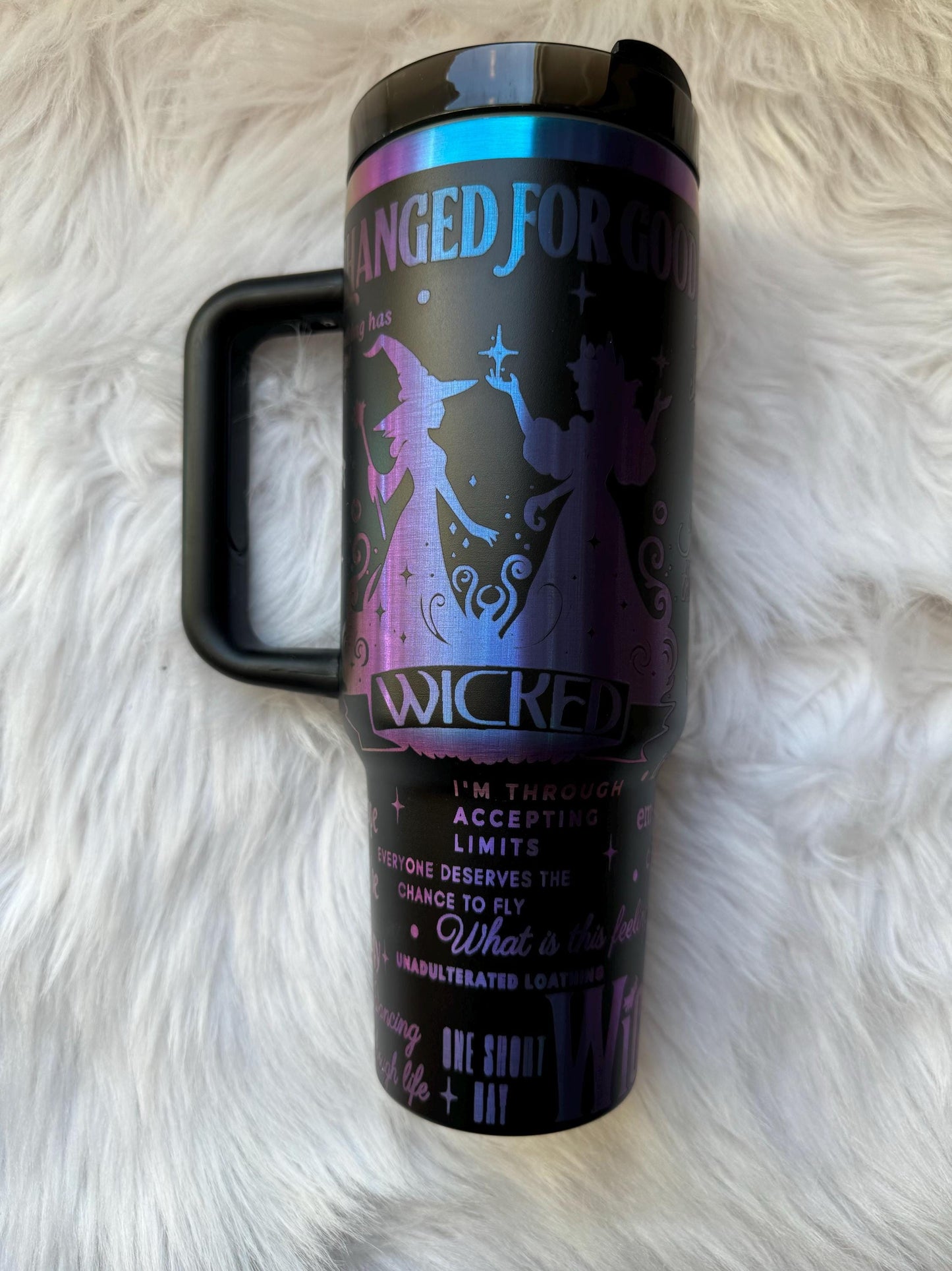 Wicked oz engraved tumbler~ Wicked gift~ Changed for good~ Insulated hot and cold 40 oz Tumbler ~Custom Engraved Tumbler~ Black Chroma