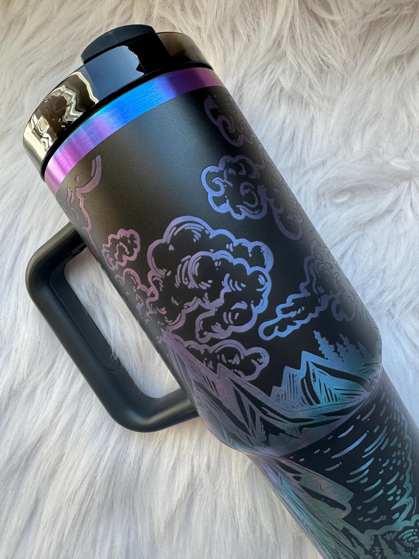 Mountain Scene engraved tumbler~ Mountain lover gift~ Insulated hot and cold 40 oz Tumbler ~Custom Engraved Tumbler~