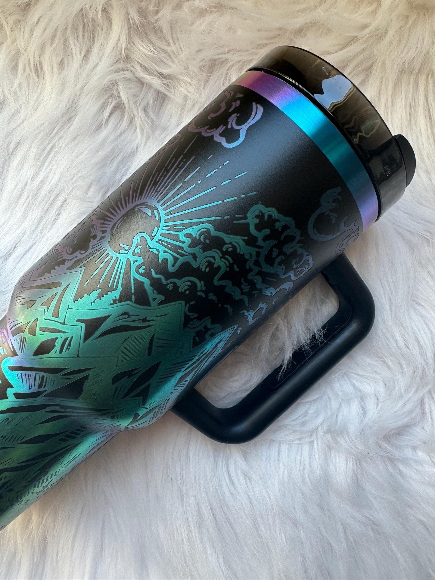 Mountain Scene engraved tumbler~ Mountain lover gift~ Insulated hot and cold 40 oz Tumbler ~Custom Engraved Tumbler~