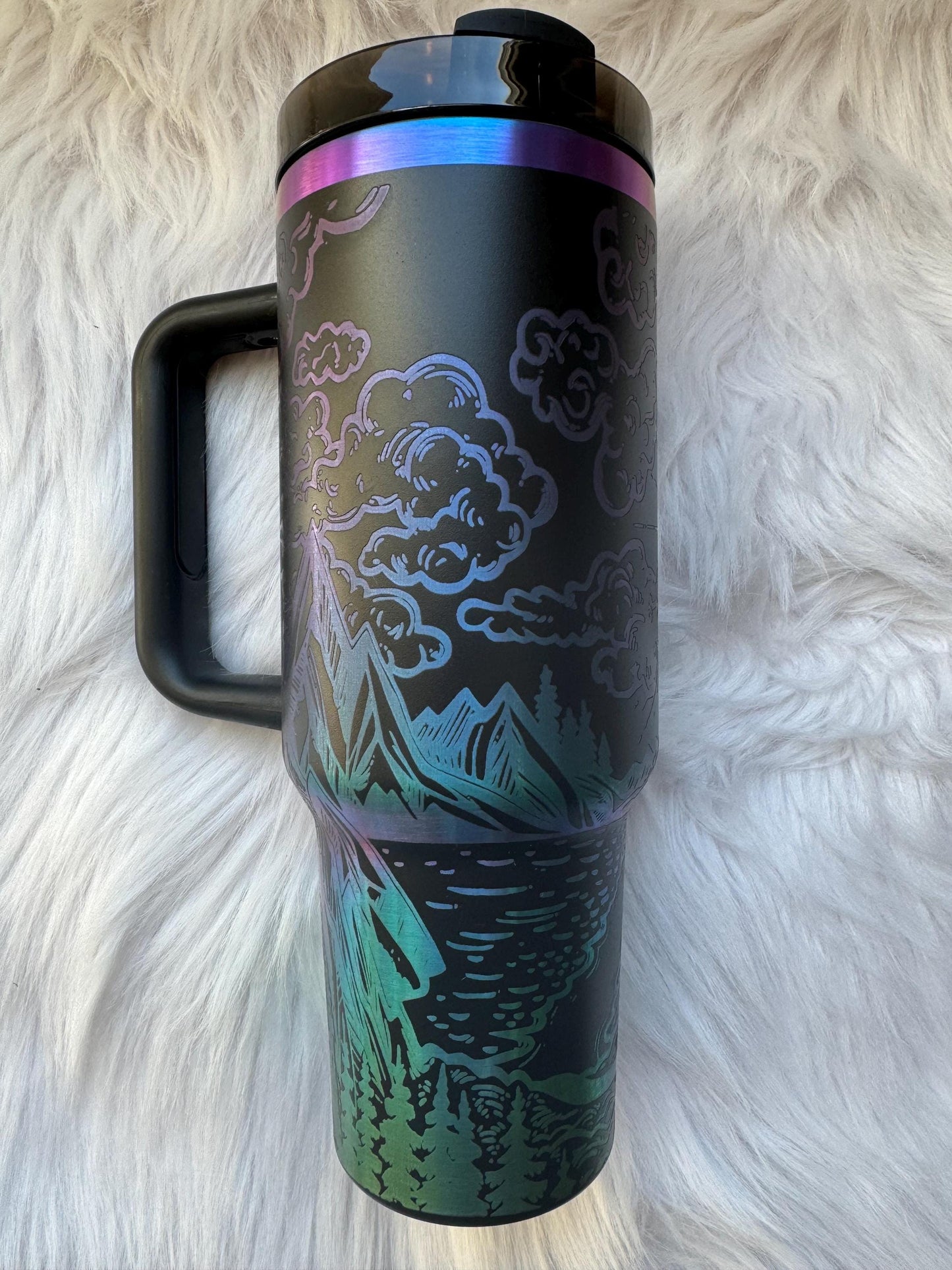 Mountain Scene engraved tumbler~ Mountain lover gift~ Insulated hot and cold 40 oz Tumbler ~Custom Engraved Tumbler~