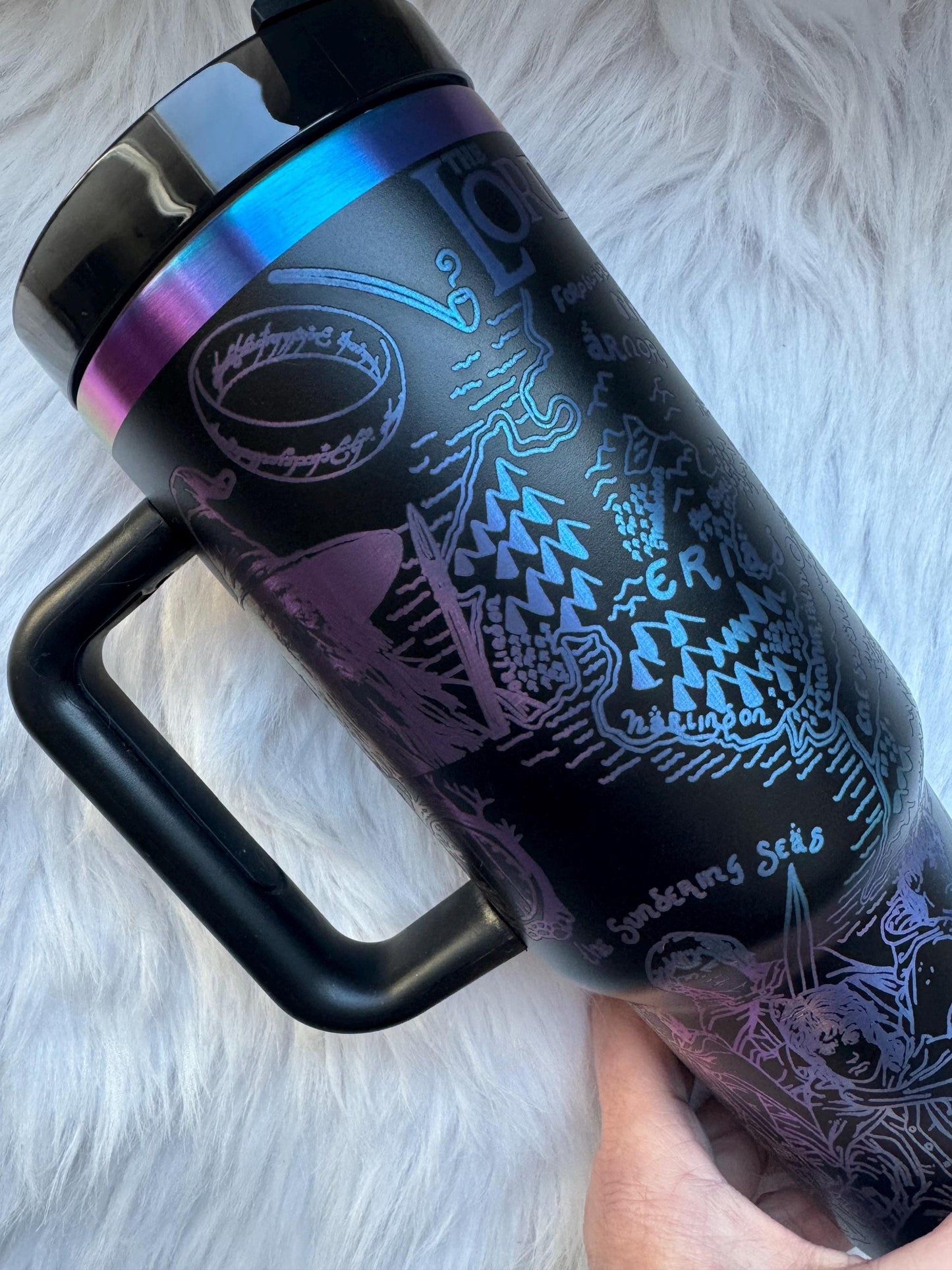 Lord of The Rings 40 oz engraved tumbler~ Lord of the Rings gift~Insulated  hot and cold 40 oz Tumbler ~Custom Engraved Tumbler~Black Chroma