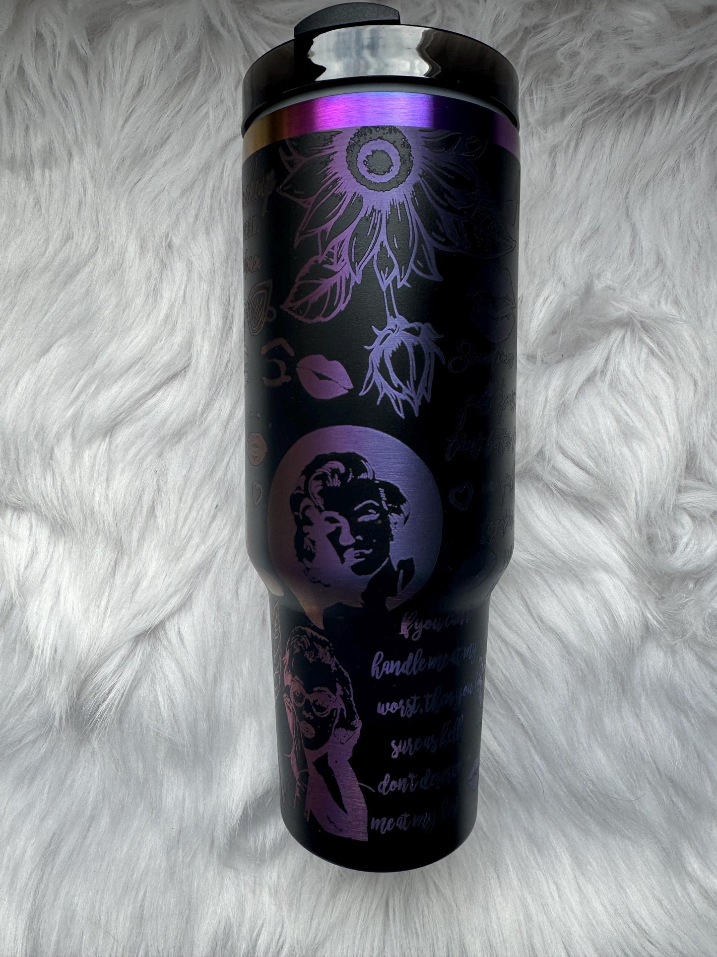 Marilyn M 40 oz engraved tumbler~ Marilyn M gift~ Insulated hot and cold 40 oz Tumbler ~Custom Engraved Tumbler~