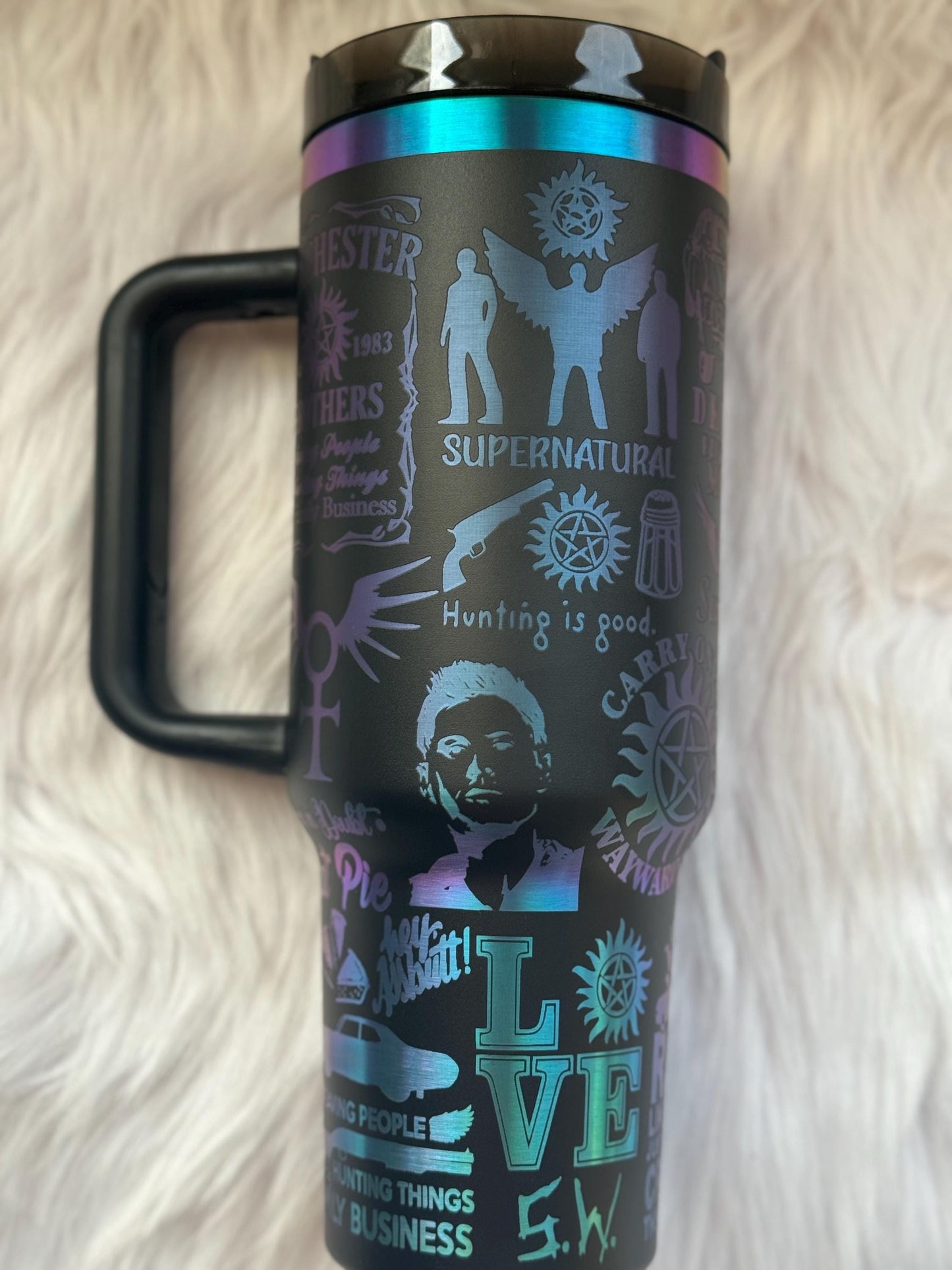 Supernatural Inspired engraved tumbler~ Supernatural lover gift~ Insulated hot and cold 40 oz Tumbler ~Custom Engraved Tumbler~