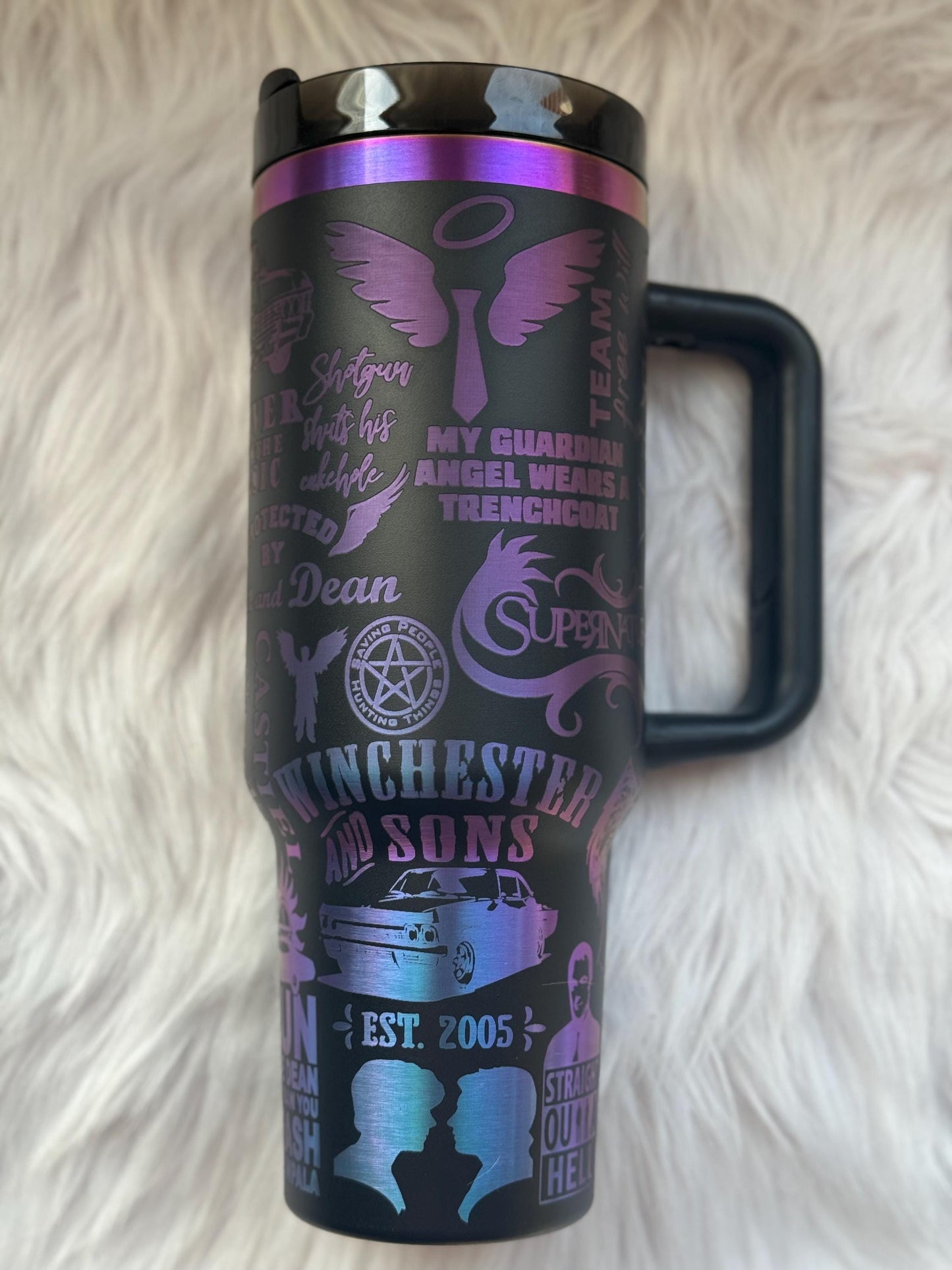 Supernatural Inspired engraved tumbler~ Supernatural lover gift~ Insulated hot and cold 40 oz Tumbler ~Custom Engraved Tumbler~
