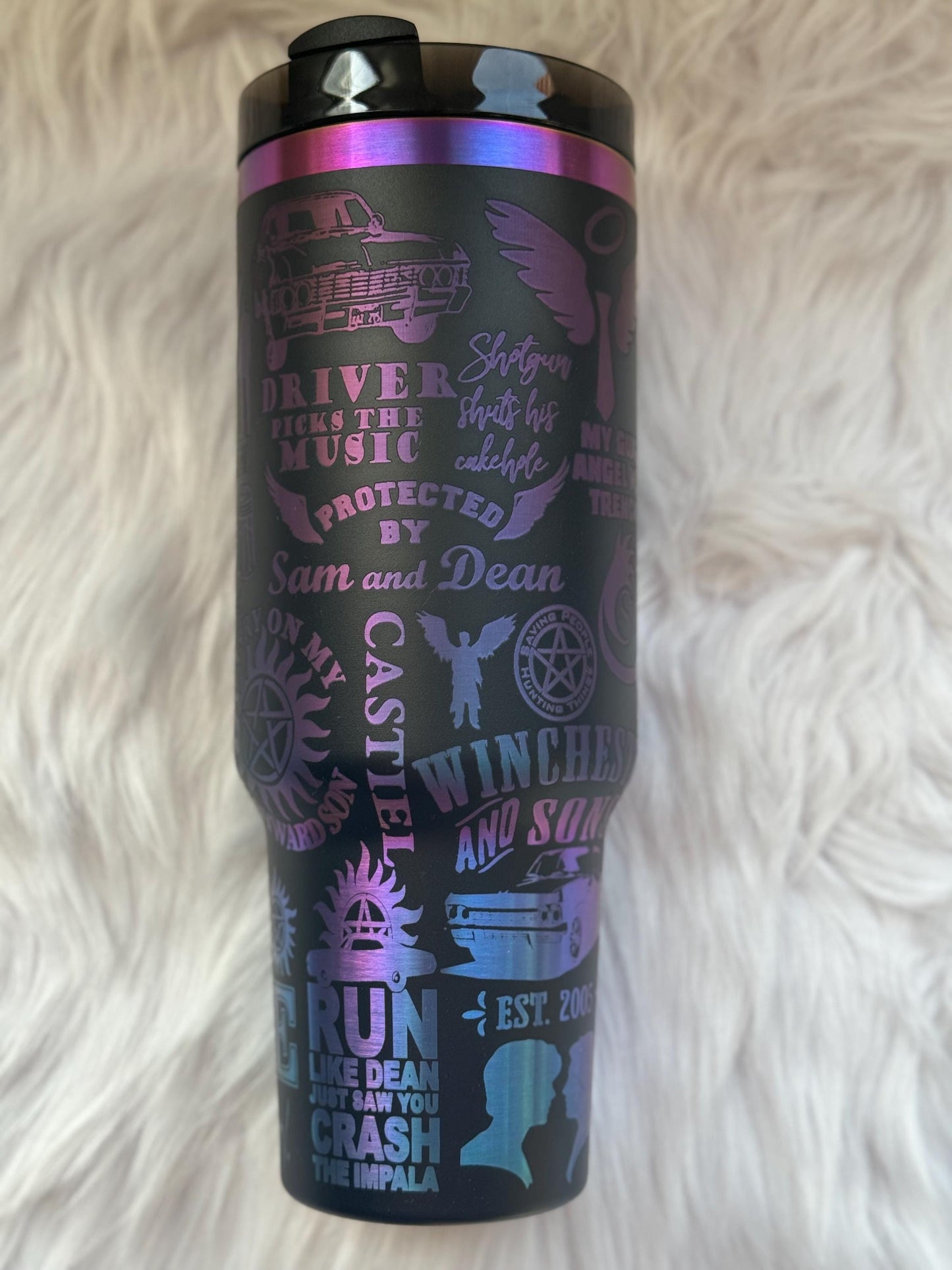 Supernatural Inspired engraved tumbler~ Supernatural lover gift~ Insulated hot and cold 40 oz Tumbler ~Custom Engraved Tumbler~